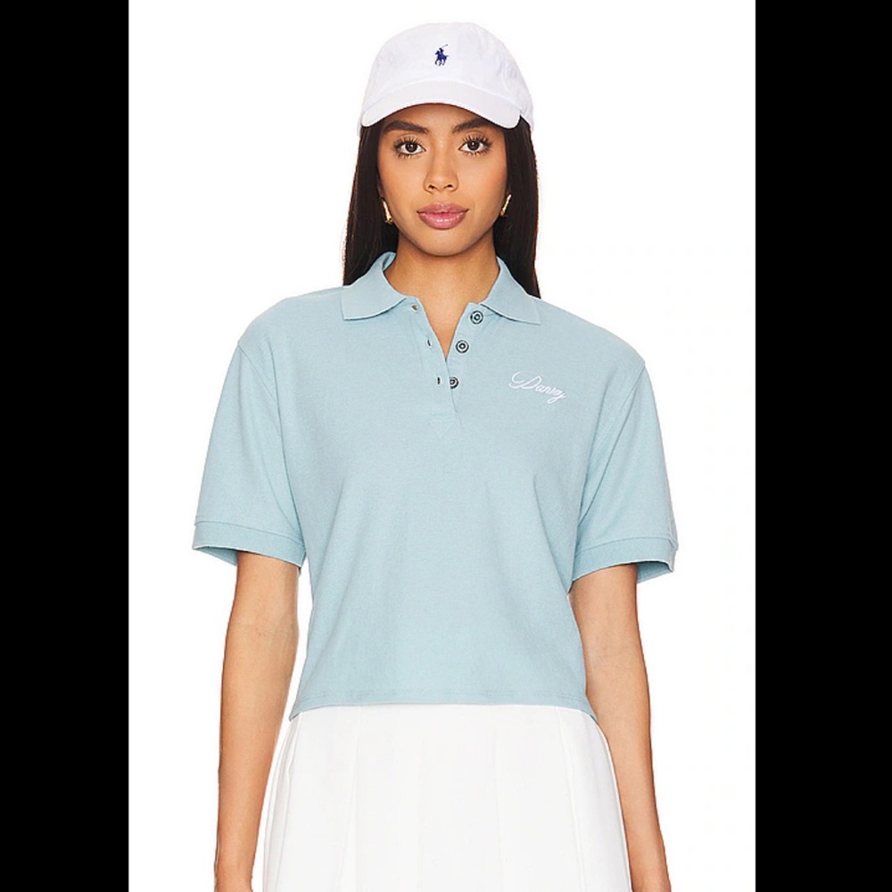 NWT Danzy Navy Blue Cropped Polo